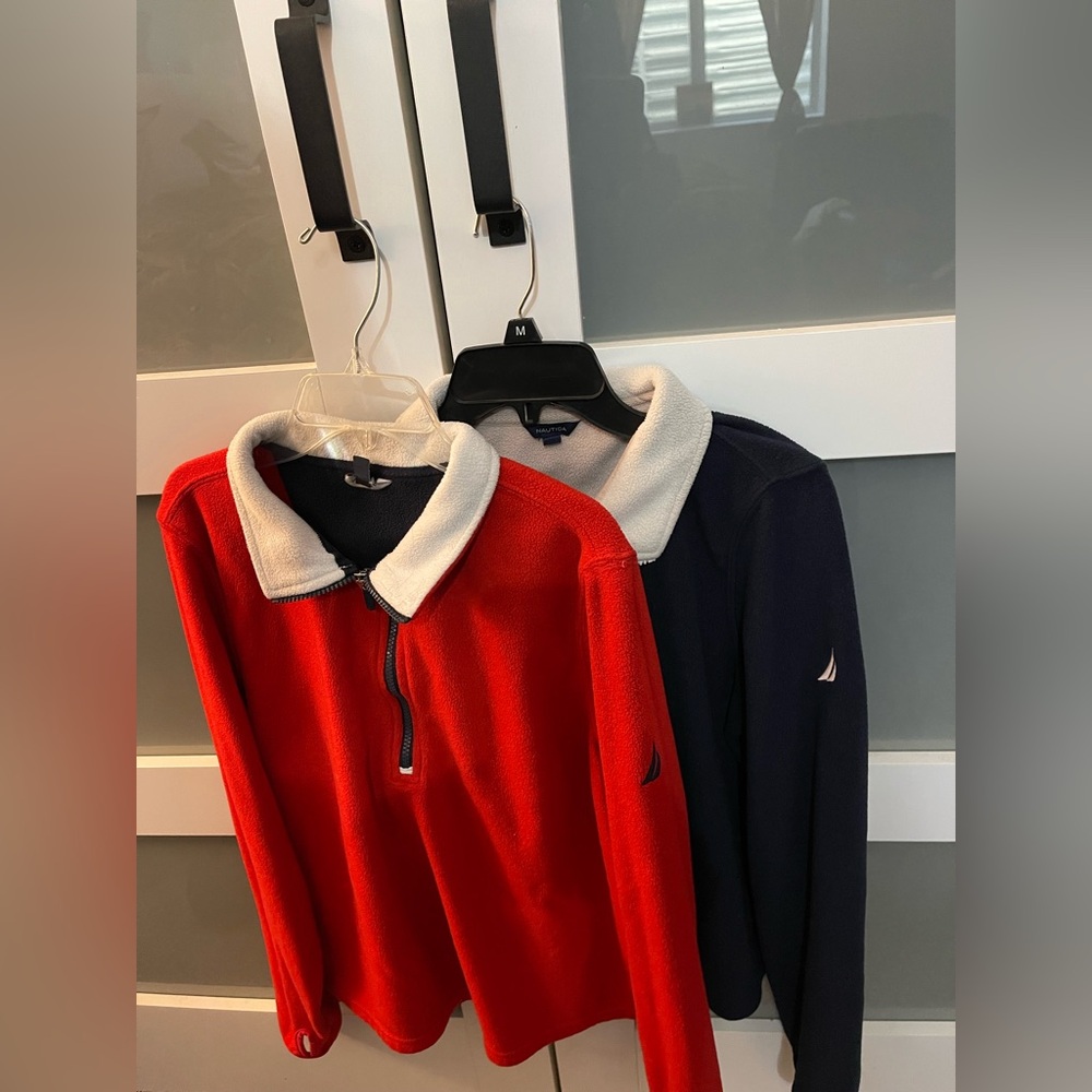 Nautica (3 for the price of 1), Quarter Zip Fleece Top in Red, Blue & Black - Picture 2 of 11